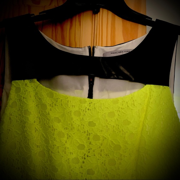 Designer Marc New York Yellow Lace Cutout Stunning Dress Size 10 - Picture 6 of 16